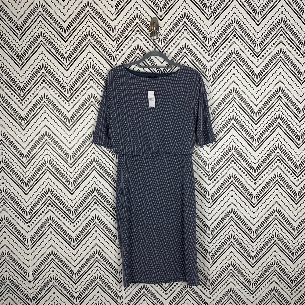 Ann Taylor Chevron Geometric Midi Dress S